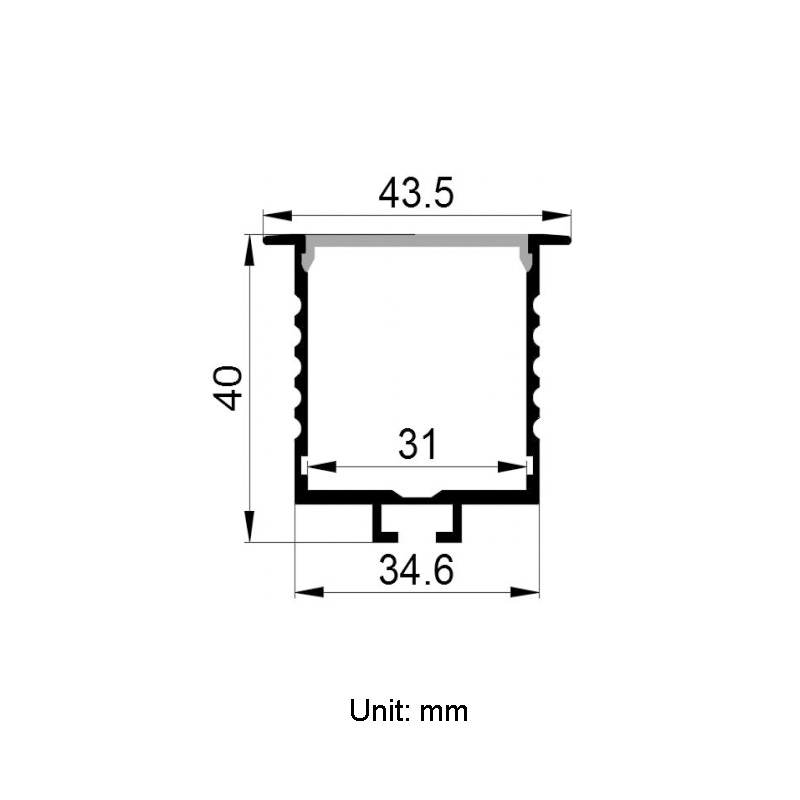 Recessed LED Channel For 28mm Multi Row White LED Strip Recessed LED Channel For 28mm Multi Row White LED Strip